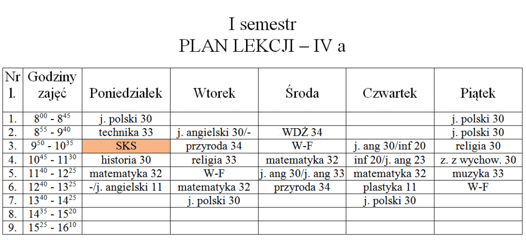 Szkola Sp28 Lublin Plan Lekcji - PLAN LEKCJI – Szkoła Podstawowa nr 28 im. Królowej Jadwigi